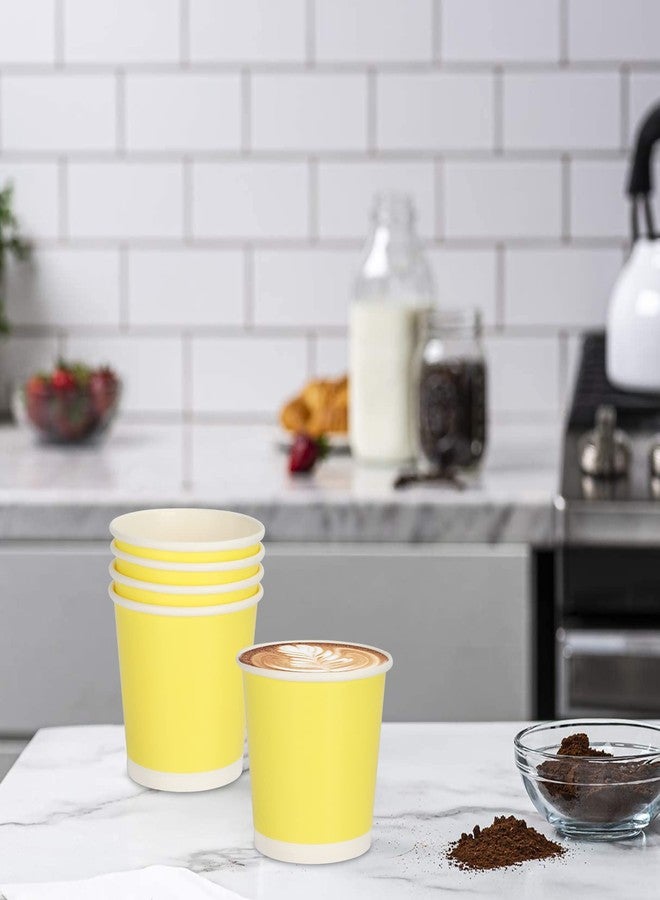 e kysa basics Paper Disposable Tea/Coffee Cups, Set of 50 pcs, 200 ml - Yellow - Image 3